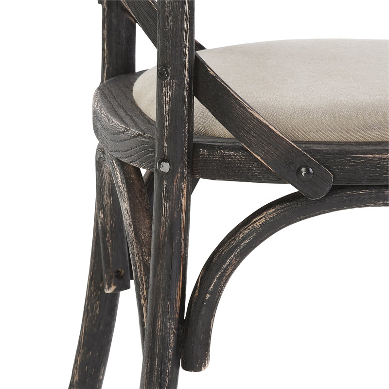 Basche 48cm H Solid Wood Cross Back Side Chair, Black