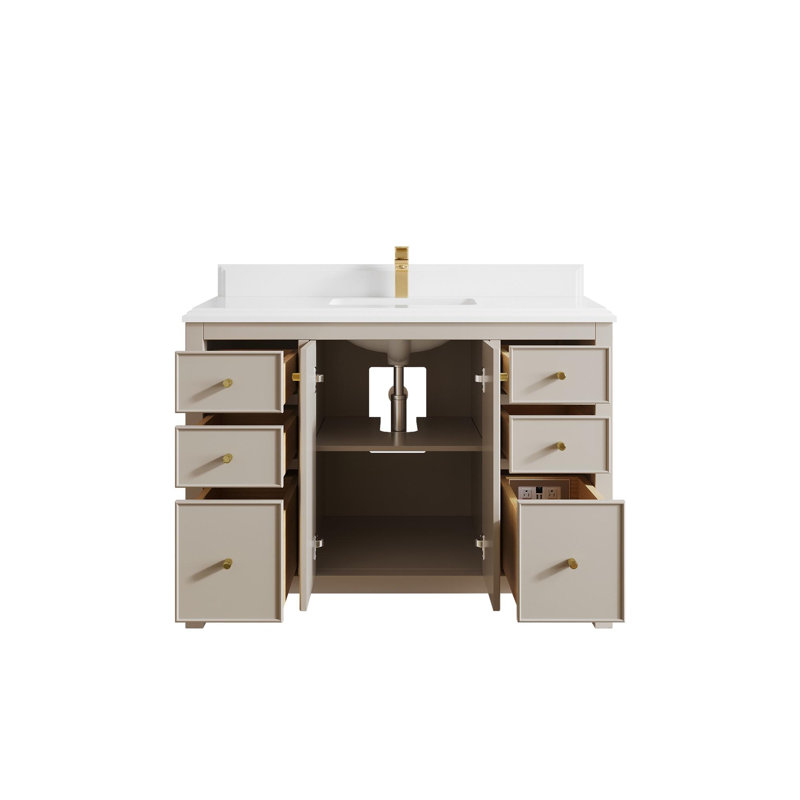 Meuble-lavabo simple 48 po avec comptoir en quartz Chicago