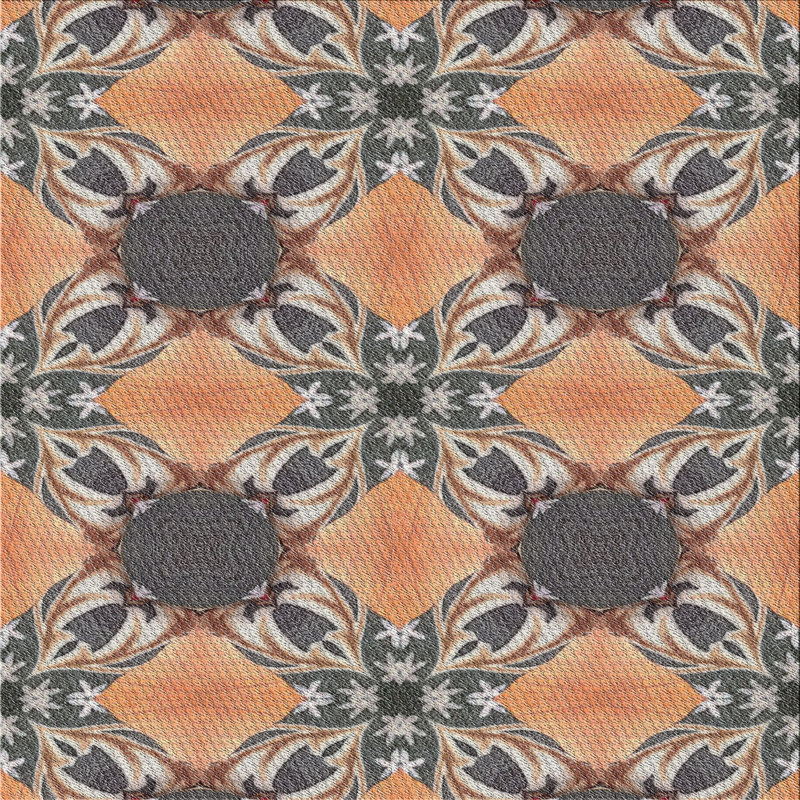 Tapis orange/brun métier tissée à la machine, Carré 3 pi