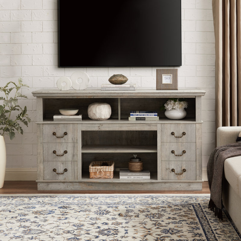Traditional TV Media Stand Farmhouse Rustic Entertainment Console For TV Up To 65" With Open And Closed Storage Space, , 60"W*15.75"D*34.25"H