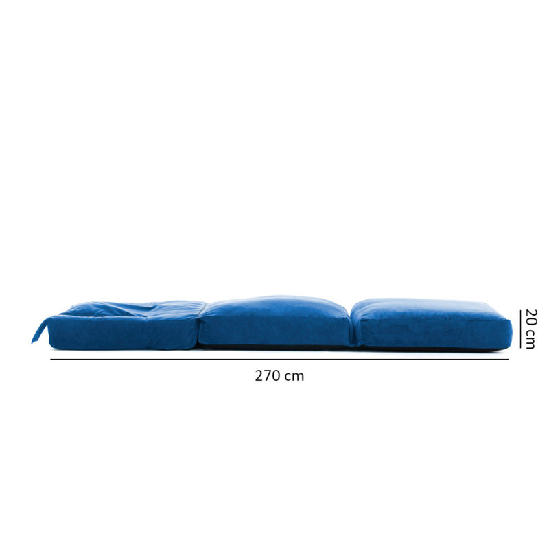 Fauteuil futon large de 35,4 po Elvin, Mélange de polyester bleu