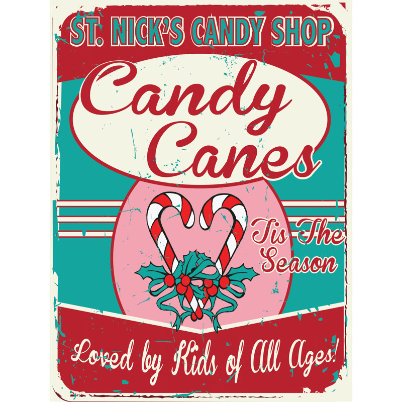 Plaque en métal St Nick's Candy Canes, H 11,5 po x l 8,5 po x P 0,04 po