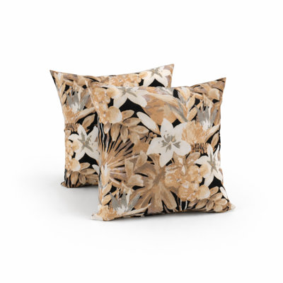 Ensemble de 2 coussins décoratifs d'extérieur / d'intérieur avec inserts avec fermeture à glissière, 18 po x 18 po imperméables, décoratifs, résistants à la décoloration pour canapé, canapé