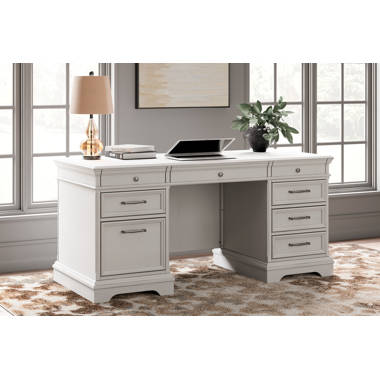 Janismore Weathered Gray Home Office Executive Desk