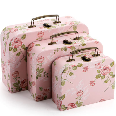 3 Pack Paperboard Suitcases Storage Box Decorative Storage Boxes Gift Boxes With Lids
