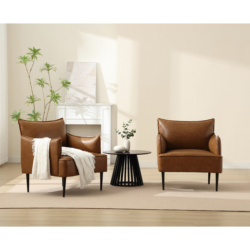 Faux Leather Side Chair, Brown Faux Leather