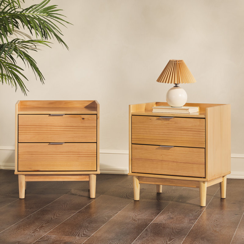 Blairsburg 2-Drawer Solid Wood Nightstands, Natural Pine