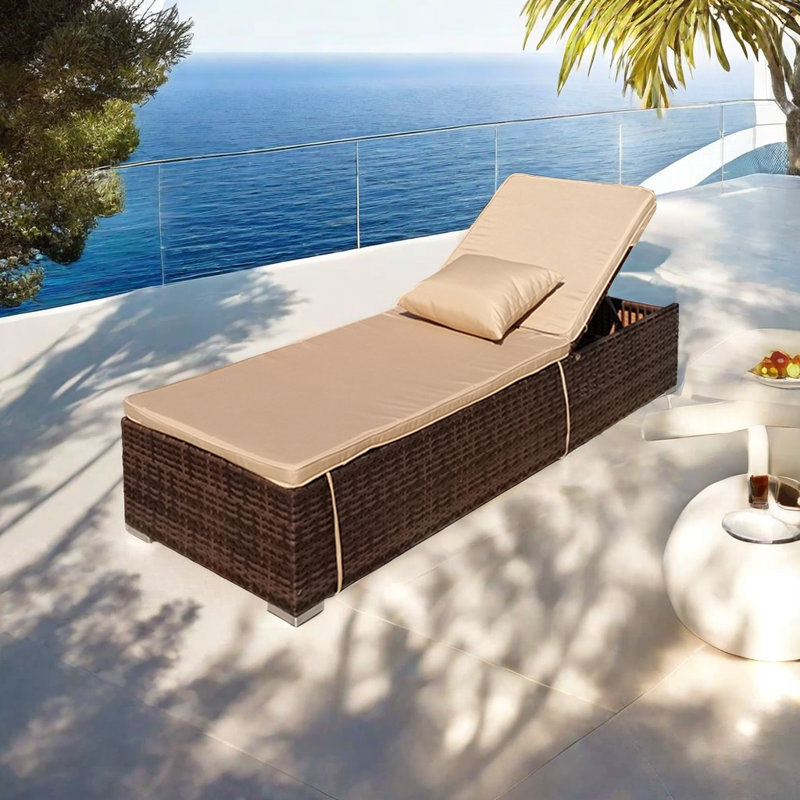 Chaise longue d'extérieur en osier Paterok