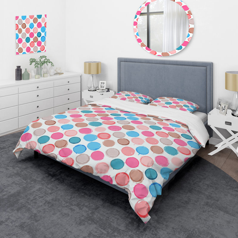 Multicolor Circle Pattern - Abstract Duvet Cover Set - Microfiber Polyester, Queen Duvet Cover + 2 Standard Shams