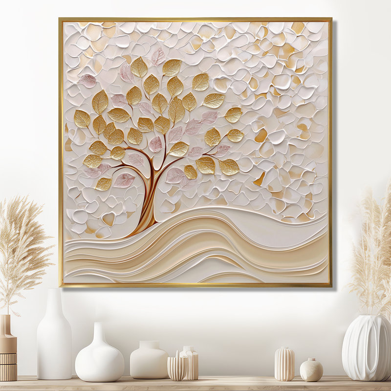 Reproduction d'art sur toile Golden Glow, H 30 po x l 30 po, Impression dans un cadre flottant sans passe-parto, Gold