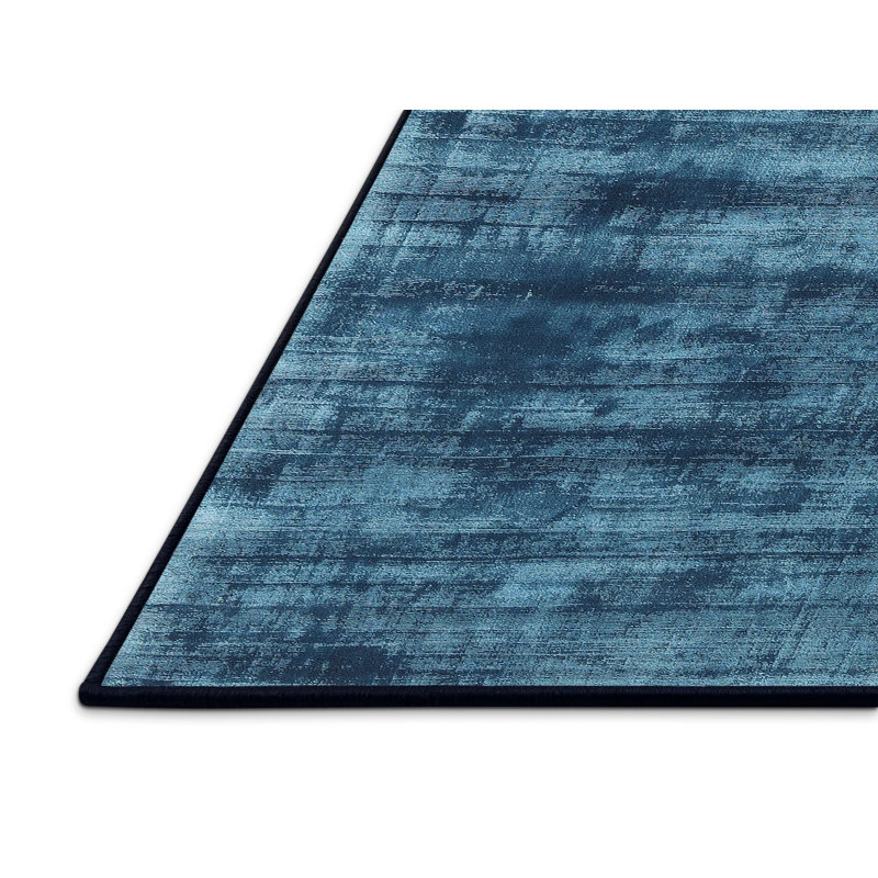 Tapis contemporain bleu foncé, Rectangle 5 pi x 7 pi