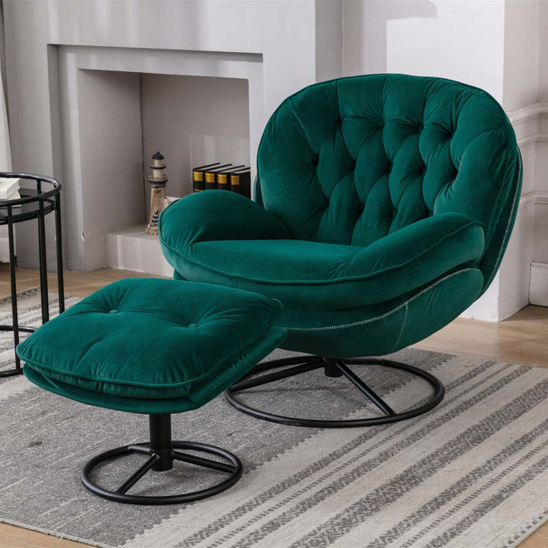 Méridienne pivotante avec repose-pieds 31,73 pouces, Velours vert
