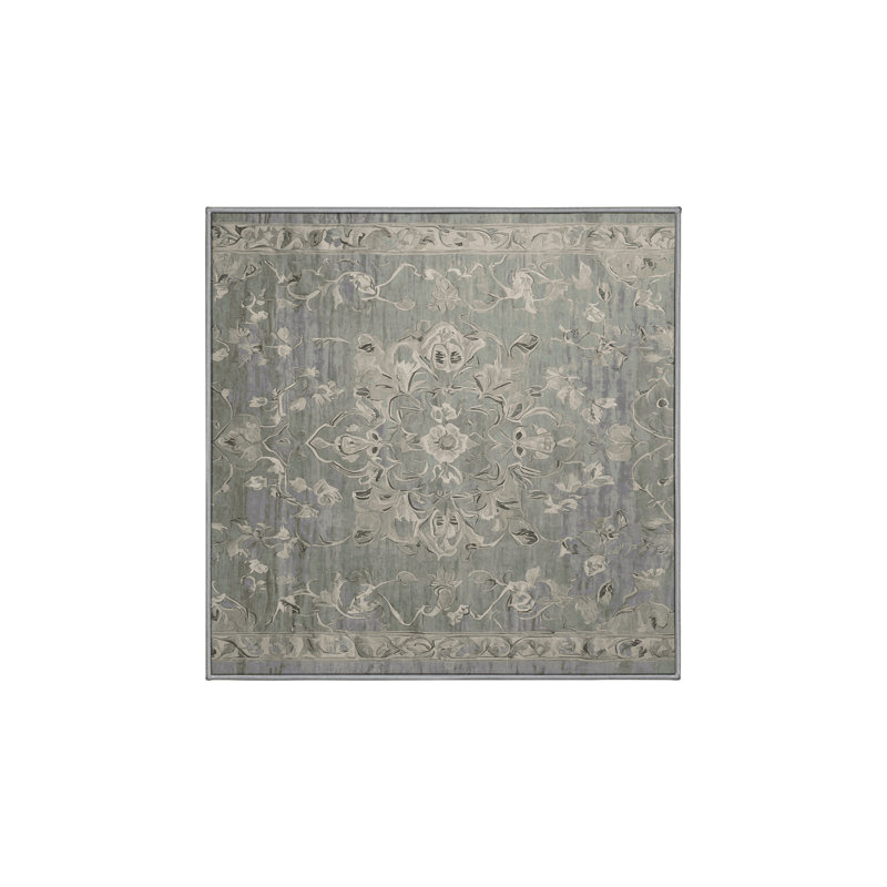 Tapis gris lavable à la machine, Carré 8 pi