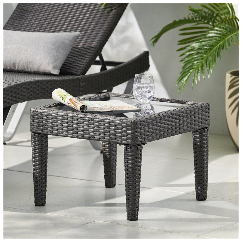 Table d'appoint d'extérieur en osier, table d'appoint, gris, Gris