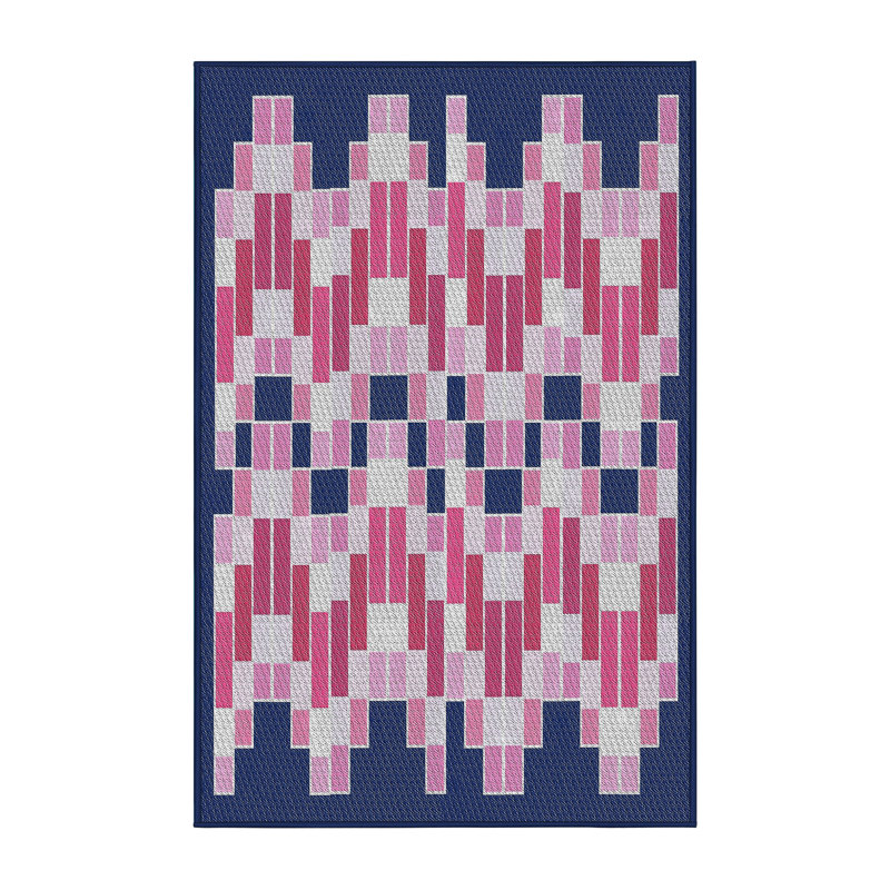 Tapis à motif géométrique violet Kian, Rectangle 5 pi x 7 pi