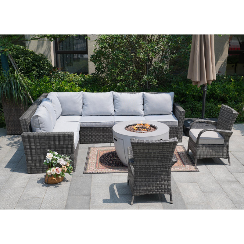 Ensemble de conversation modulaire avec coussins, gris