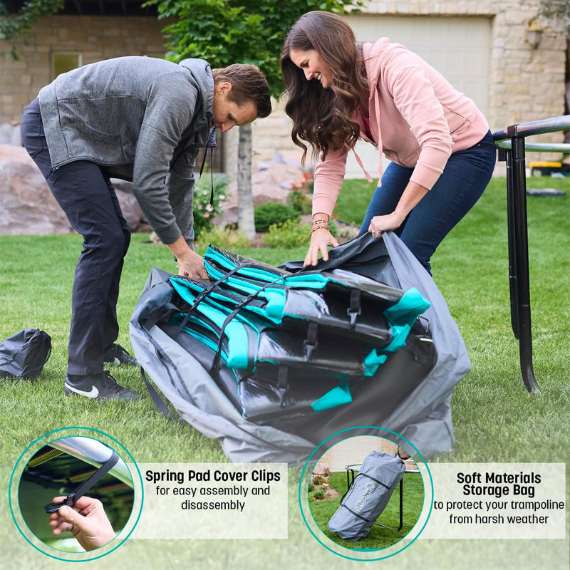 15' Black Round Trampoline with Safety Enclosure Net