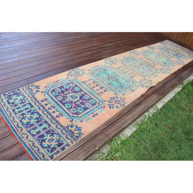 Tapis de couloir turc tissé à la main avec des motifs traditionnels, idéal pour la maison et le bureau