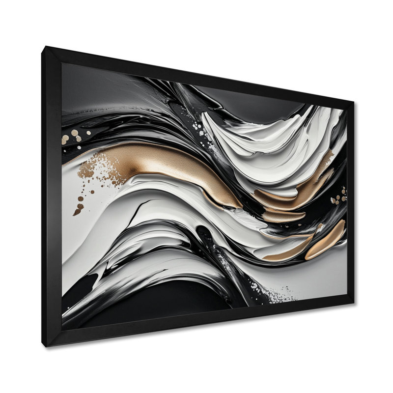 Perspectives du sombre et de la lumière I - Art mural transitionnel moderne abstrait, Noir, H 12 po x l 20 po
