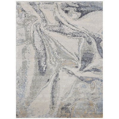 One-of-a-Kind Rectangle 8'10" x 12'1" Area Rug in Silver/Black/Blue/Brown