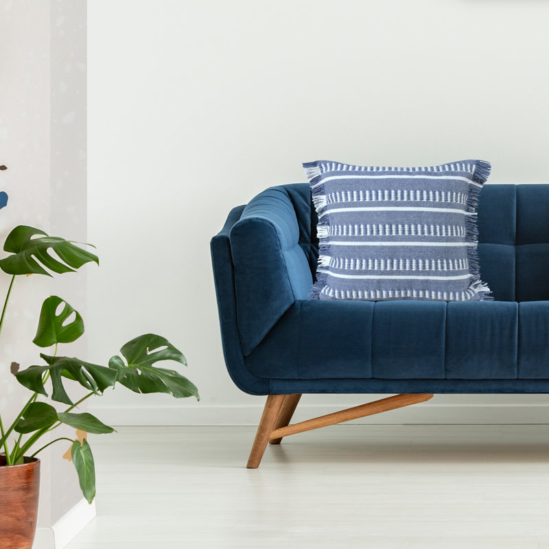Housse et insert d'oreiller carré, Polyester/ Bourre en polyester, Bleu