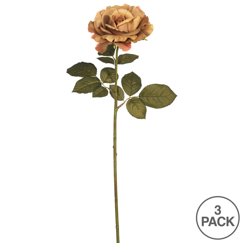 Tige de rose artificielle automne français, Brun pâle
