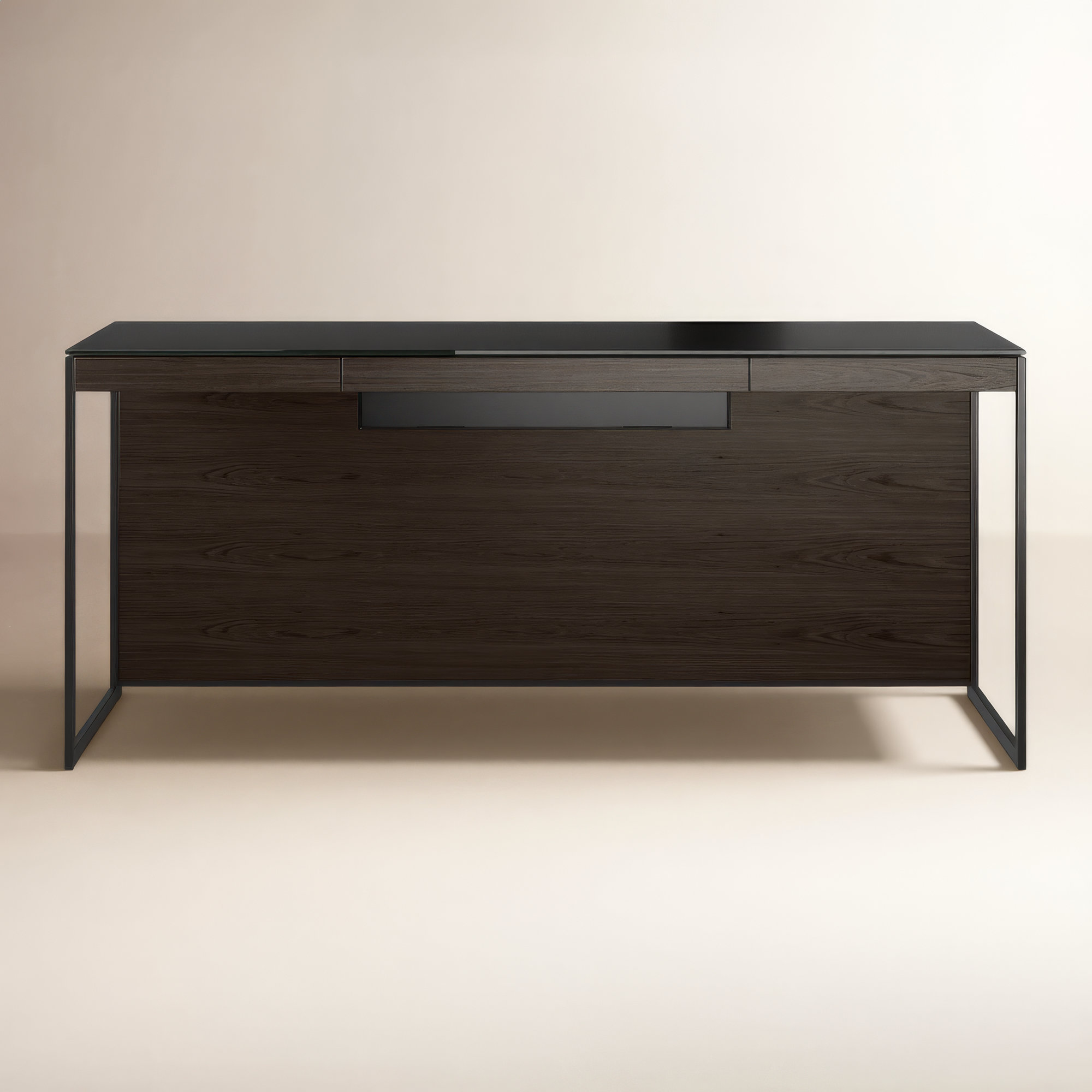 Sequel 20 Writing Desk, Charcoal Stained Ash/Black, 24.75" H x 66" W x 24" D