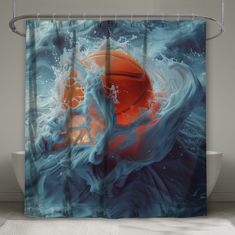 Rideau de douche Basketball - Sports Modern Decor, L 70 po x H 73 po