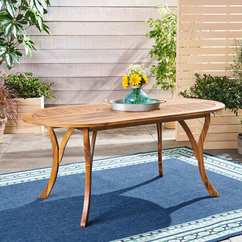 Table de salle à manger en bois 70 po avec une finition ovale pour patio