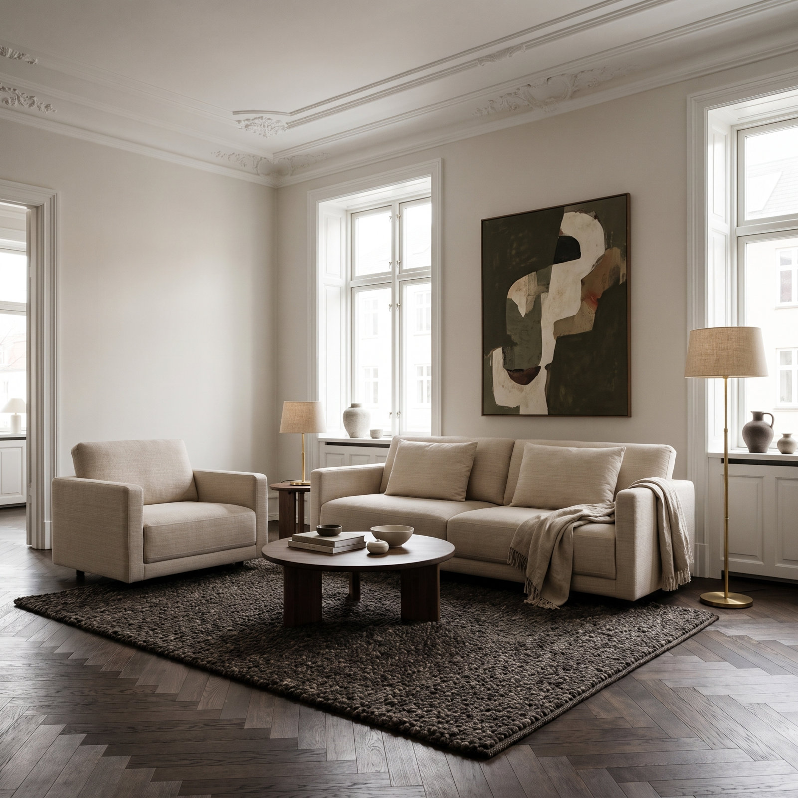 Kenji 84'' Upholstered Sofa, Cream Performance Basketweave