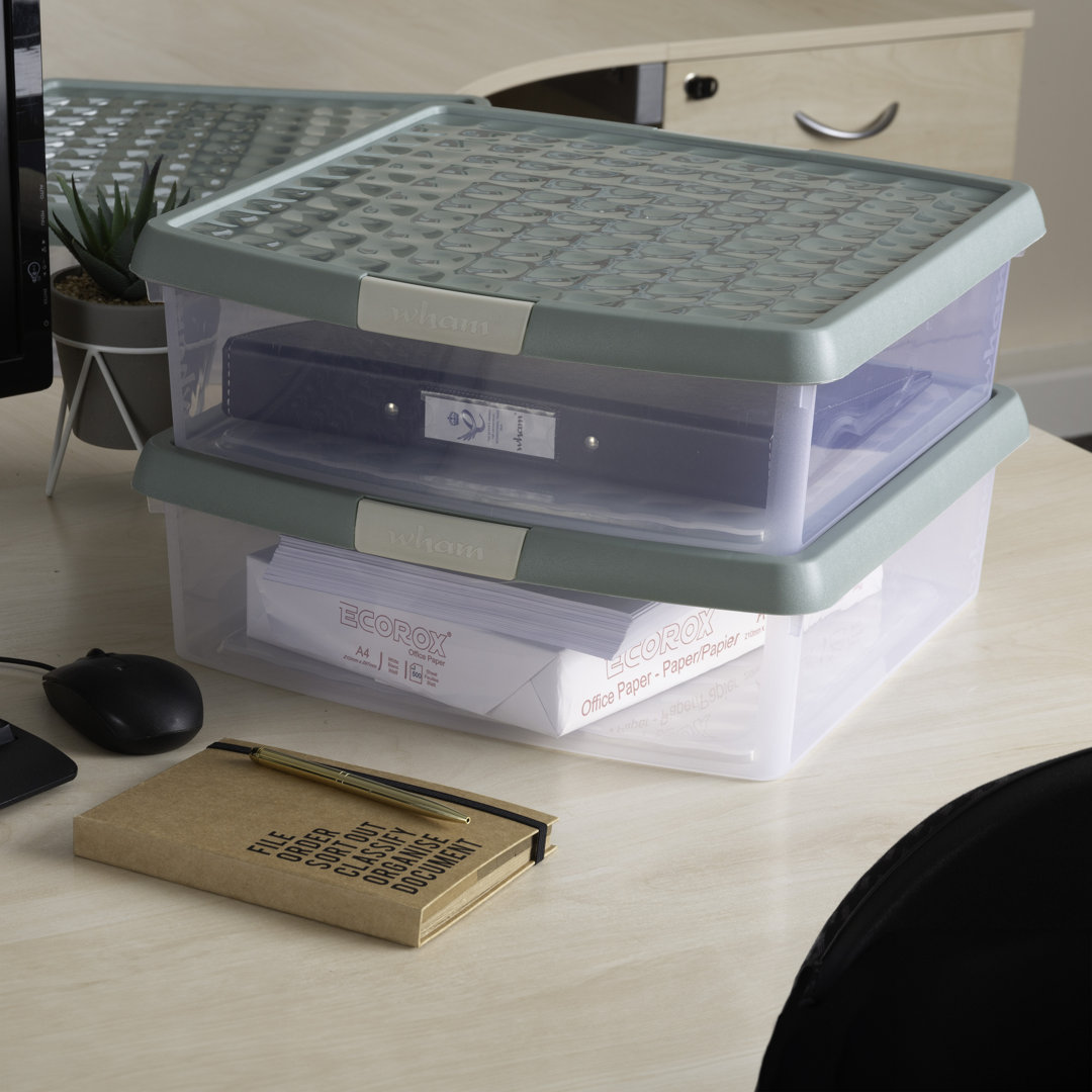 Wham Clip 13.2L Square Storage Box with Lid - Grey - 3 Pack - Image 5