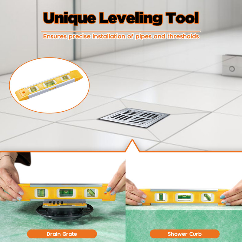 38" x 60" Shower Curb Kit, Complete Shower System with Tray, Curb, Waterproof Membrane, Seals, Corners, ABS Bonding Flange, Trowel & Level – Off-Center Drain