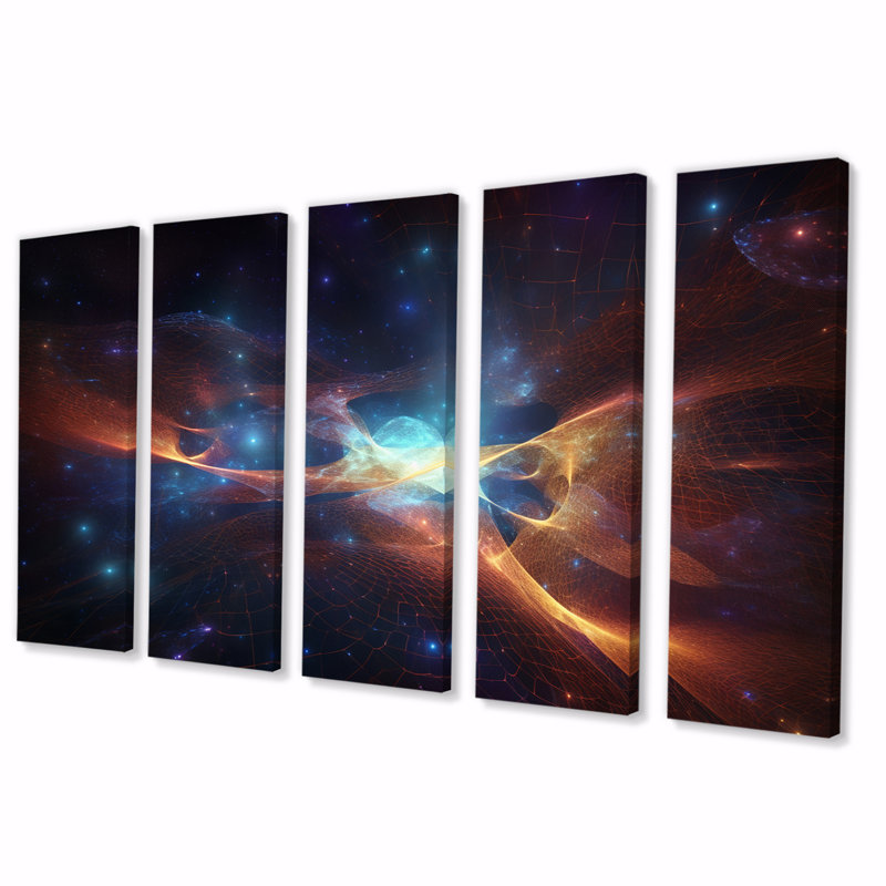 Bright Star Dance Stellar Harmony I - Space Canvas Print - 5 Equal Panels