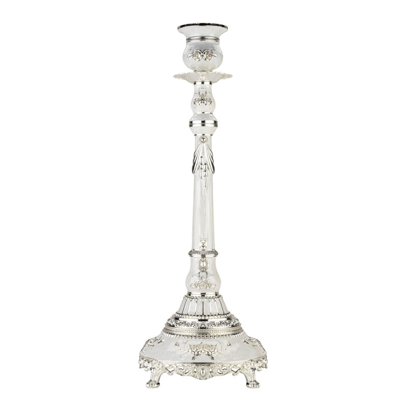 Metal Tabletop Candlestick, 16" H x 6.5" W x 6.5" D