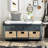 Storage Bench With 3 Drawers And 3 Rattan Baskets Removable Cushion For Entryway Hallway Front Door,-1868222202