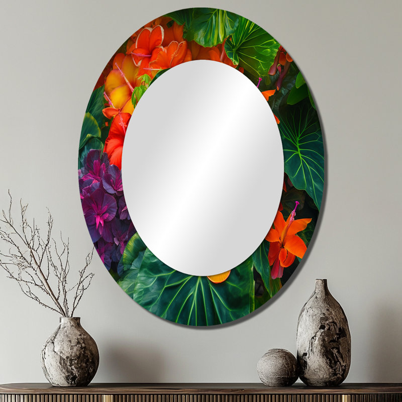 Miroir mural ovale Vibrantly Happy Blossoming, 40 po x 30 po