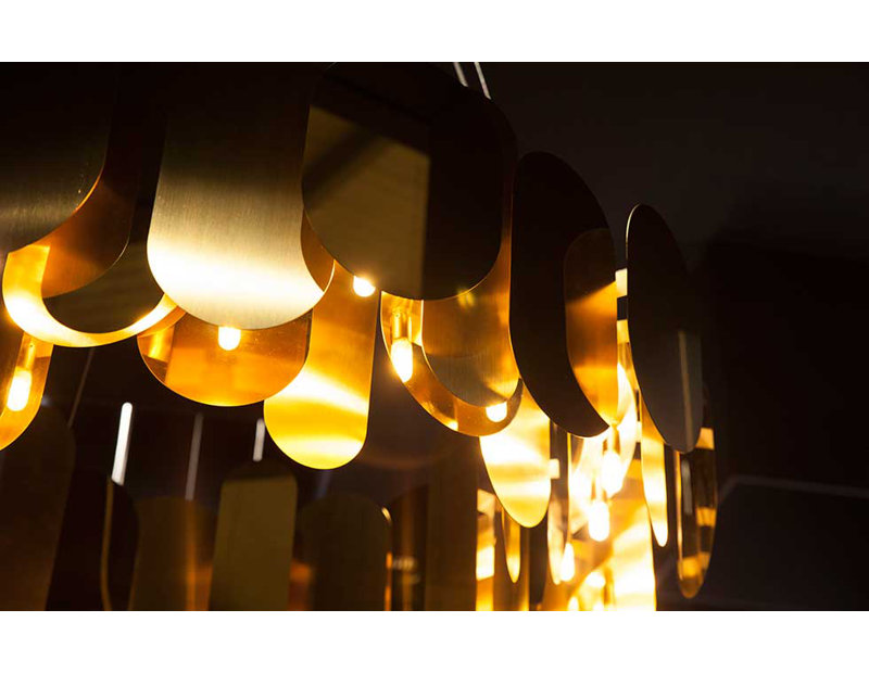 Panel Dimmable LED Geometric Chandelier, Bronze