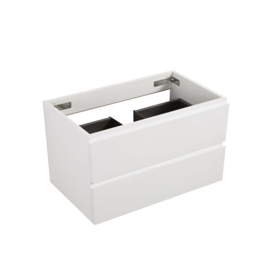 Wall Mount Bathroom Vanity With Two Drawers, Timeless White Elegance And Enhanced Storage Capacity, Pre-Assembled