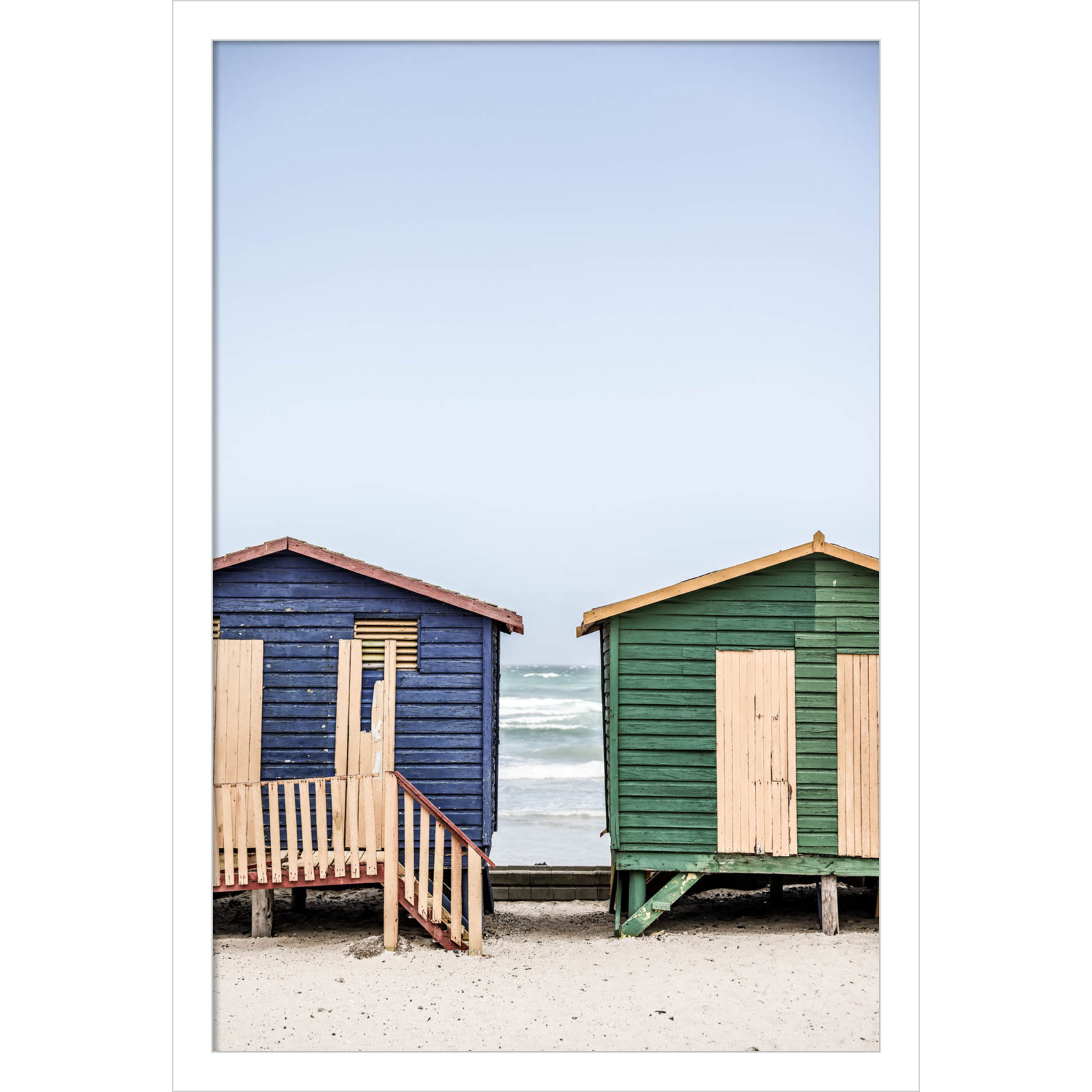Popplewell "Blue and Green Huts" Print, White, 21" H x 15" W