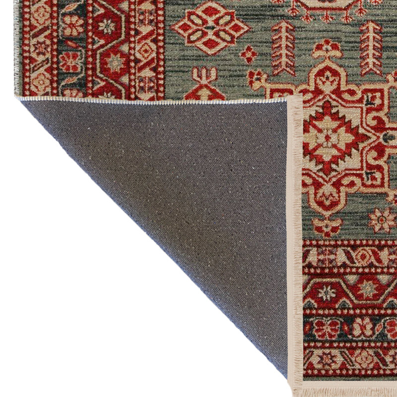 Tapis décoratif rouge à motif rouge à motifs traditionnels, Tapis de couloir 3 pi 10 po x 9 pi 10 po