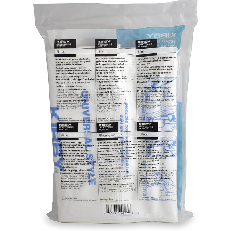 Kirby Allergen Reduction HEPA Filter Bags 6-Pack | Part #204811 | OEM Replacement for F-Style & Twist-Style Kirby Vacuums