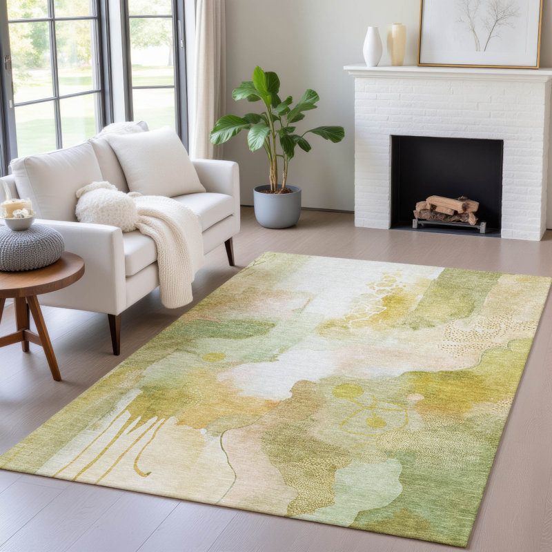 Tapis intérieur / extérieur lavable à la machine Xhevrie, Rectangle 2 pi 6 po x 3 pi 10 po