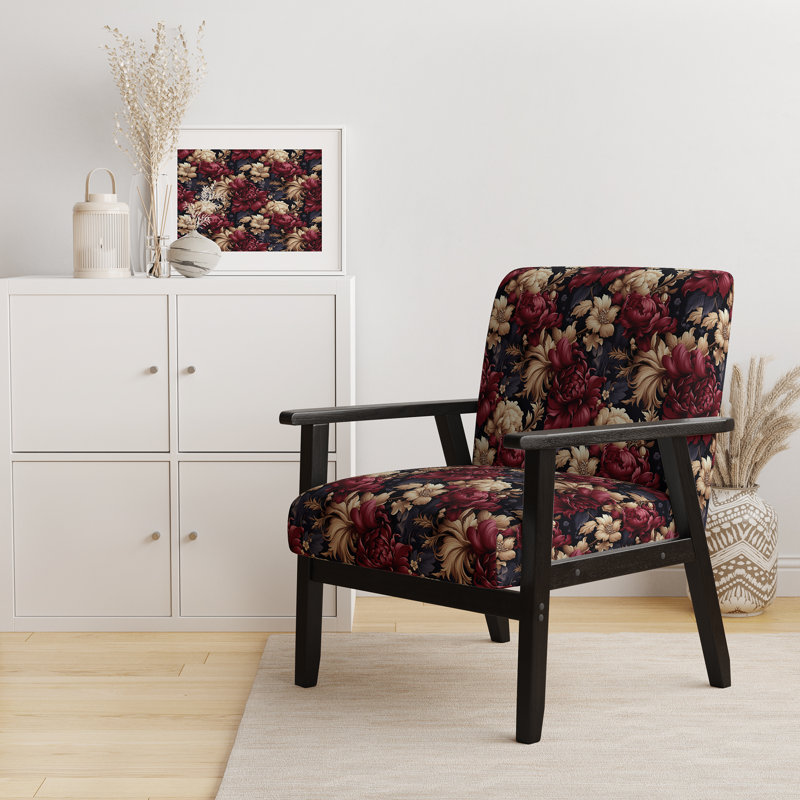 Chaise d'appoint florale Cobalt, Motif victorien grand damassé régence I