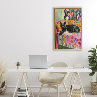 Relaxed Kitty on Couch Floating Frame, design by LSR Design Studio