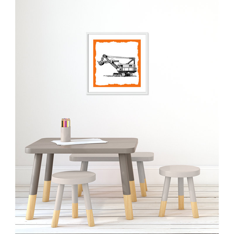 Avertissement 3 enfants, impression sur papier, H 23,5 po x l 23,5 po x P 1,19 po, Encadré de boîte blanc