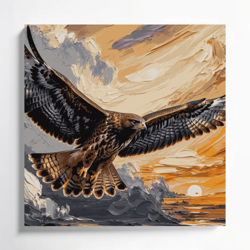 Oiseaux, art mural sur toile brun à queue rouge, H 8 po x l 8 po