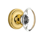 Crystal Oval Interior Mortise Door Knob with Classic Rosette
