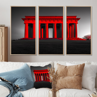 Red Grey Lincoln Memorial Monument - Monuments Wall Art Set