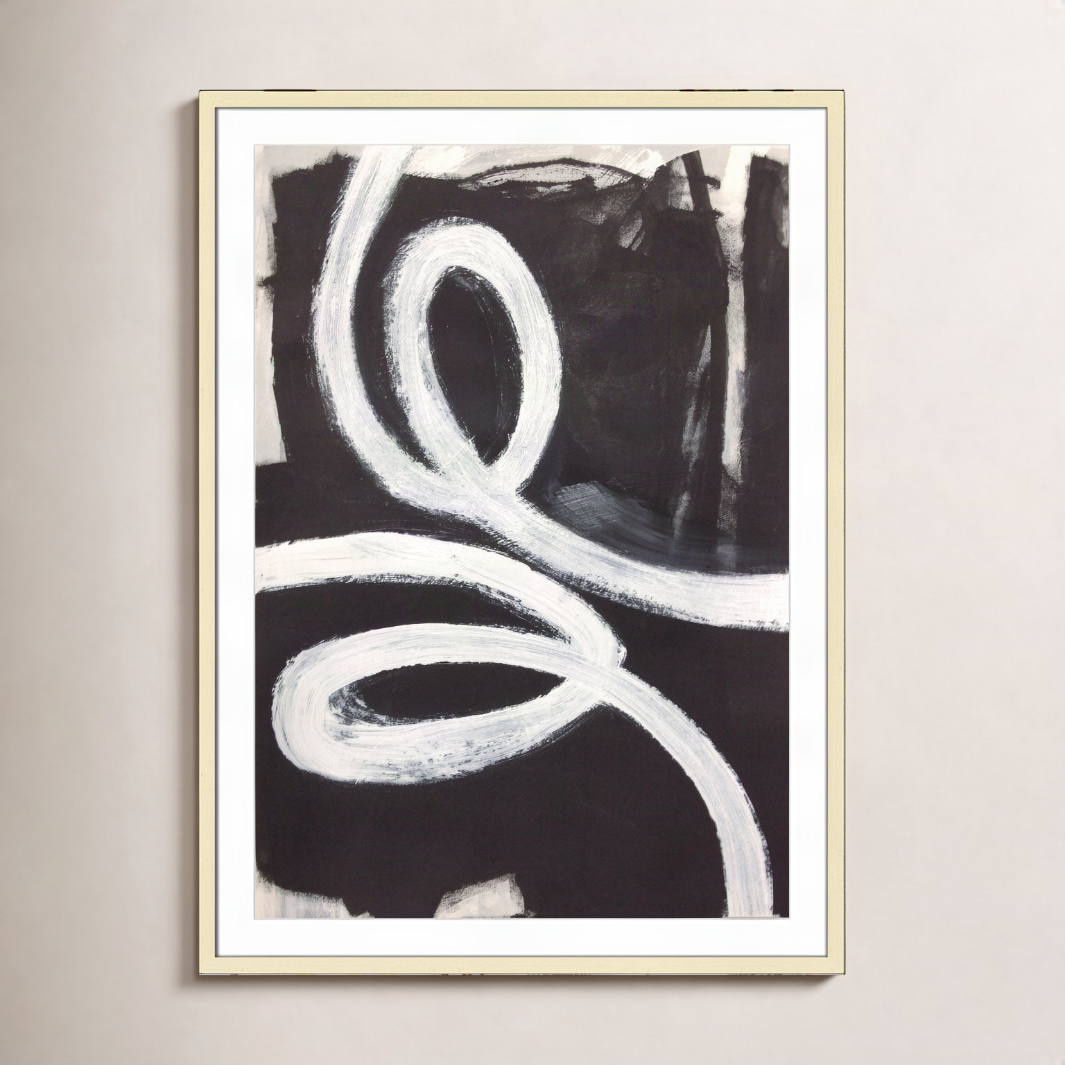 Swirly Swirls I Print, 41.5" H x 29.5" W x 0.01" D, Gold Matted Picture Framed