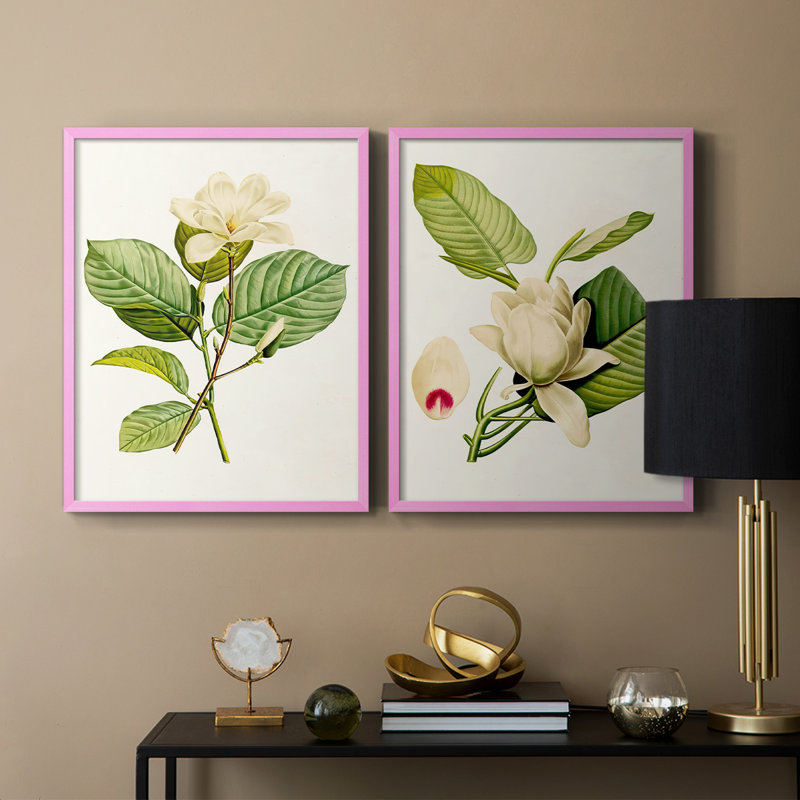 Impression encadrée MagnoliaFlowersI-Premium - prête à être accrochée - aucun clou requis - aucun clou requis, Rose